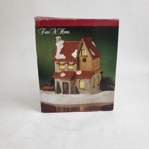Stone House HOLIDAY HOME MEMORIES Trim-A-Home Premium Porcelain Lighted w/Box